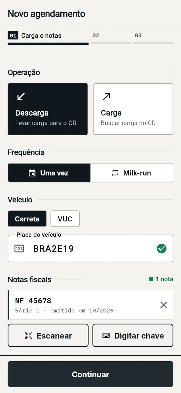 Pedido com a NF-e informada no primeiro passo
